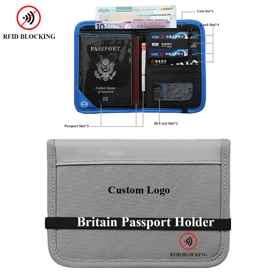 Vaccine Card Holder Combo Neck Pouch Waterproof Passport Wallet Cover Case Slim Light Weight Wallet Travel Essentials Organizer