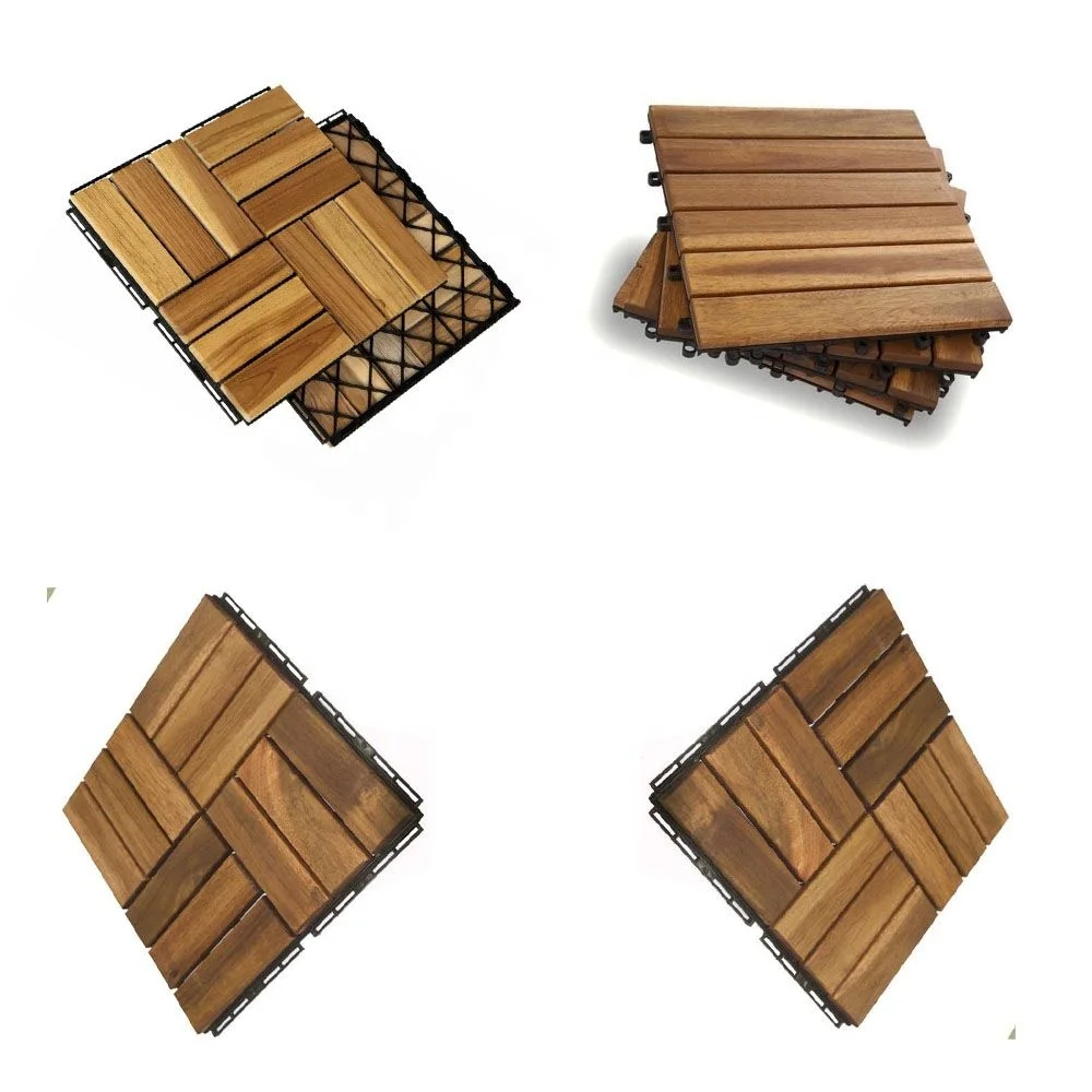 Плетеная напольная плитка из дерева акации, пластиковая композитная плетеная напольная плитка B6611