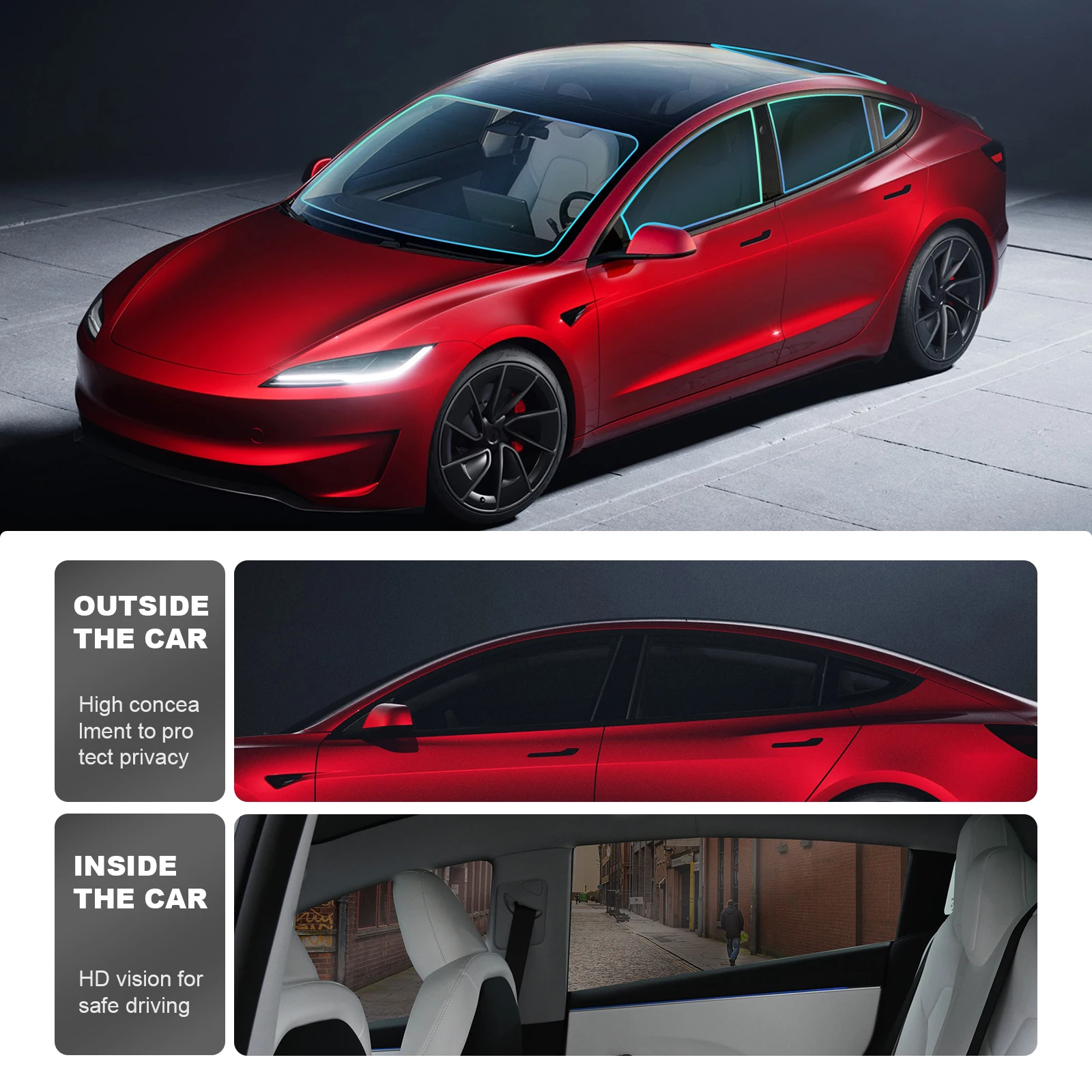 UV Blocking Solar Sun Rejection Window Tints Film High Insulation 104*9*9cm PVC Window Film For Tesla 20-24 Interior Accessories