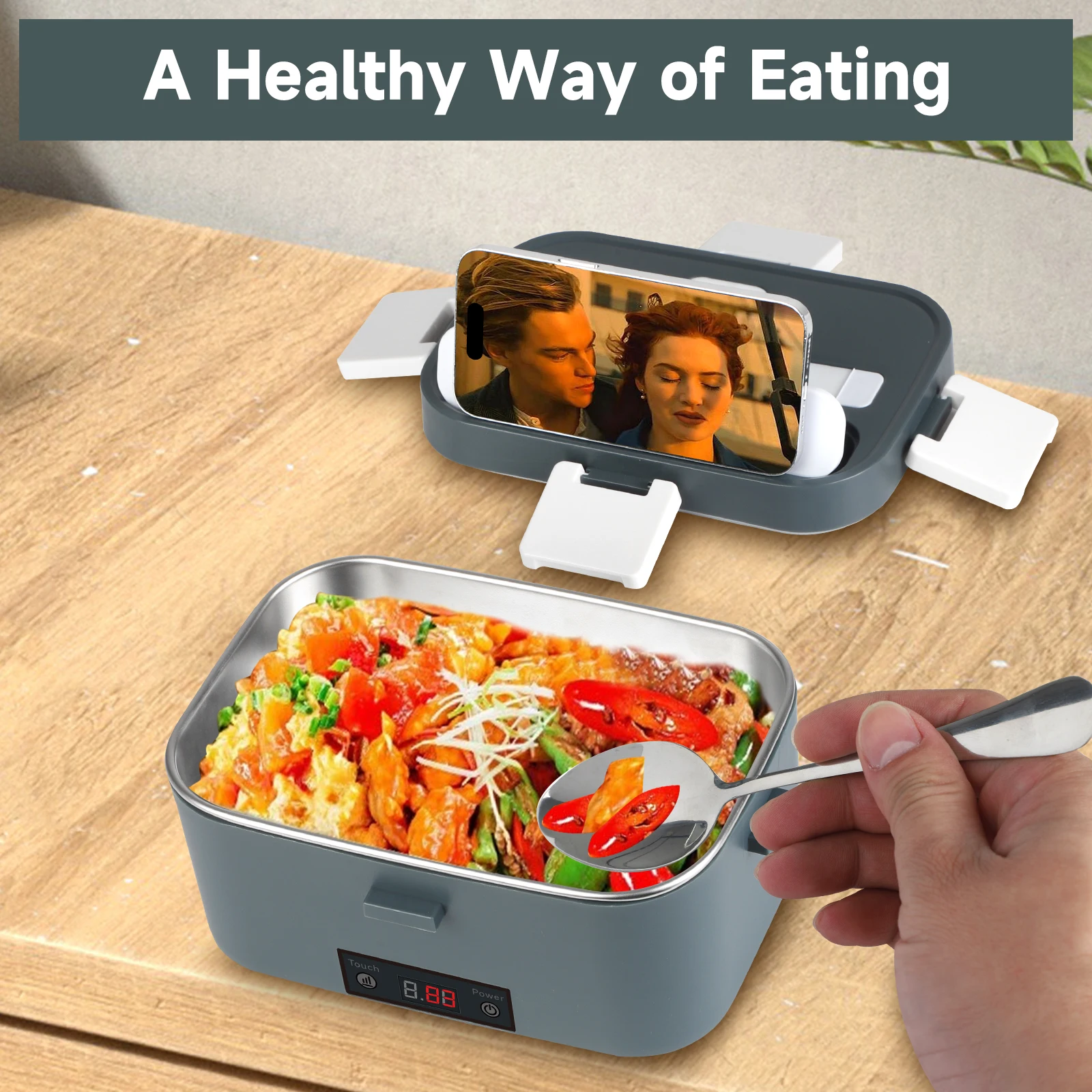 Electric lunch box  3 in 1 ultra quick heated lunch boxes portable food warmer 1.8L