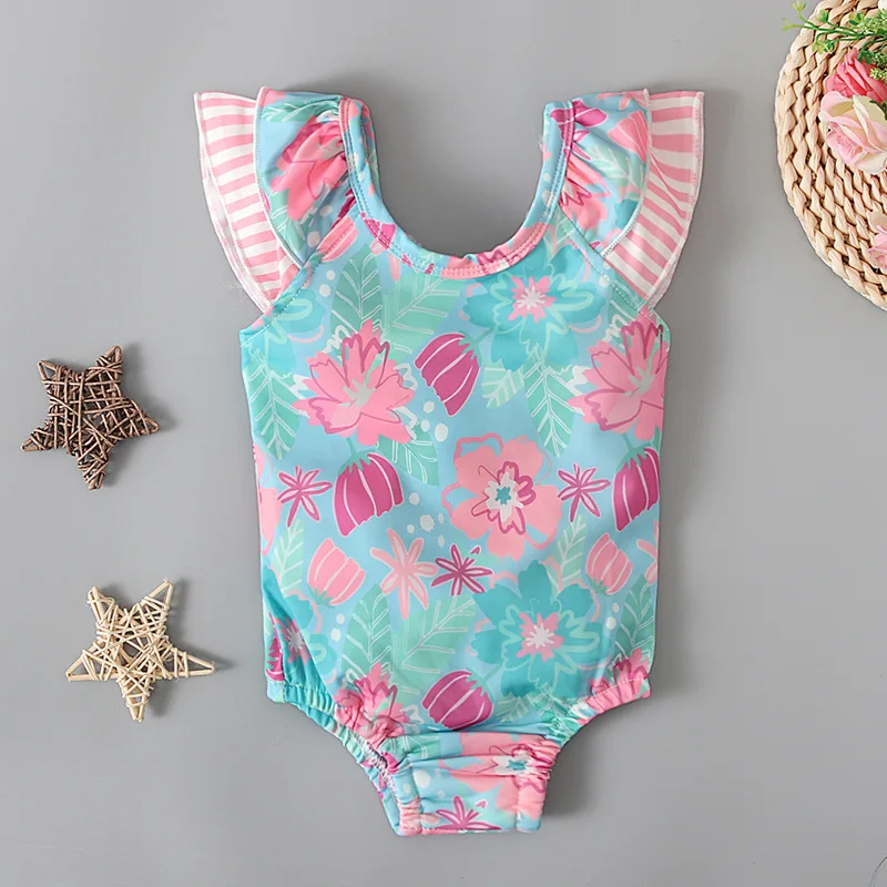 Wholesale new arrival little girls swimwear infant summer beach style one-piece kids swimsuits boutique girls bikini
