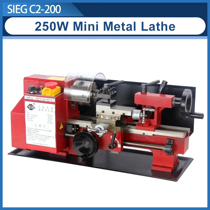 Mini Precision Metal Lathe/SIEG 250W motor+C2-200mm 2500RPM Variable Speed Mini Lathe/working length Micro Wood & Metal Lathe