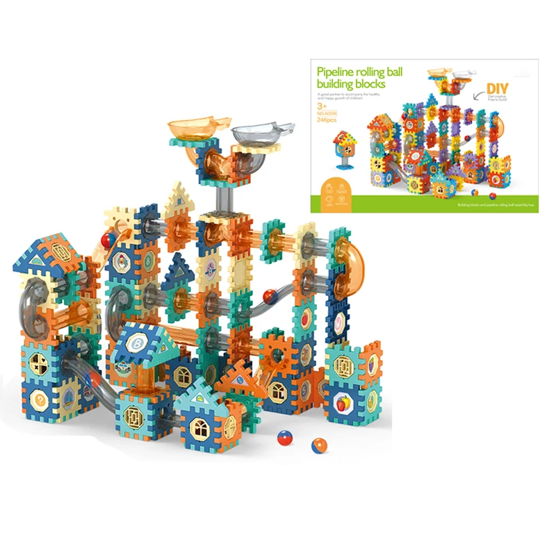 Wholesale 246 Pcs Marble Maze Game Building Blocks Kit STEM Educational Marble Race Track DIY Marble Runs Blocks for Kids