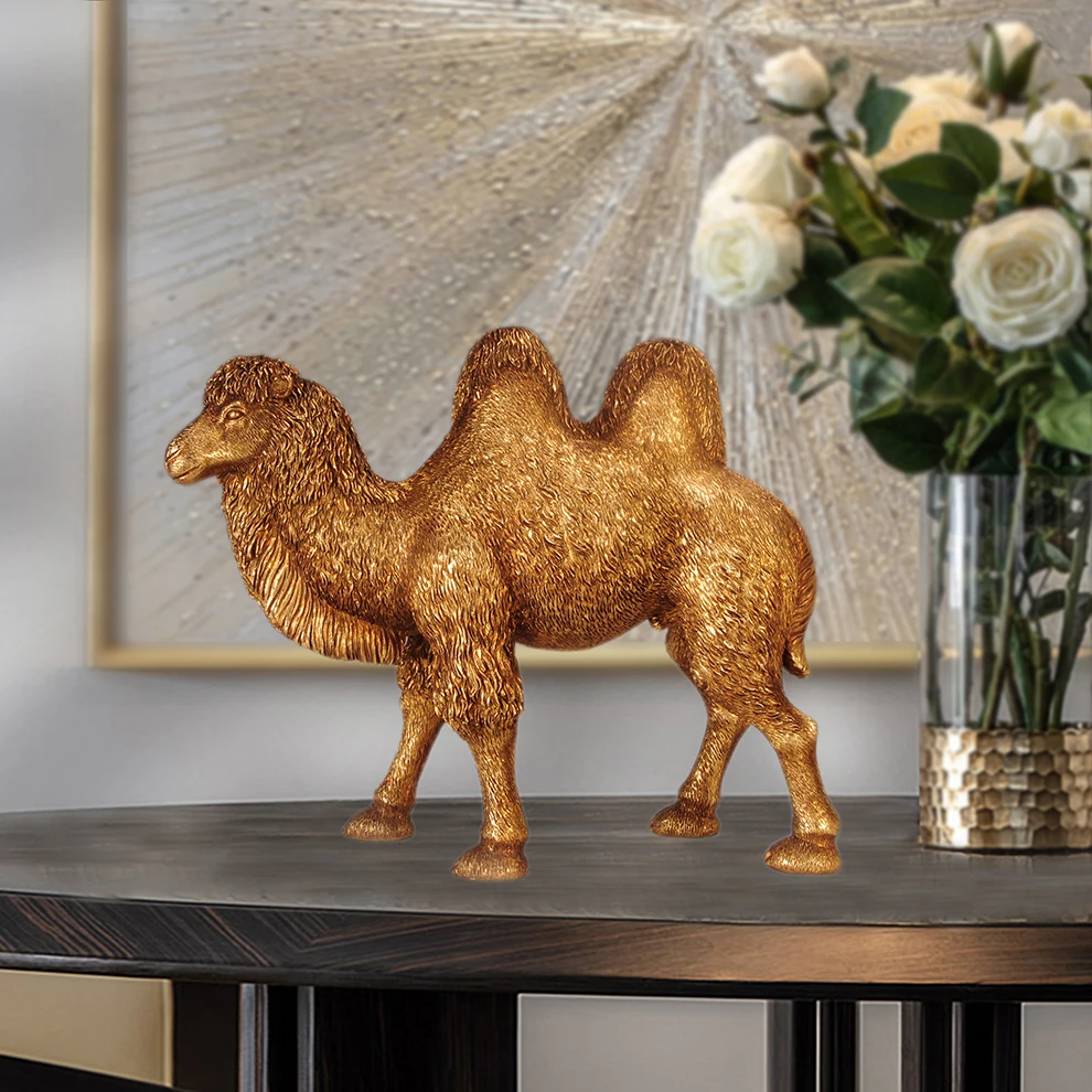 Polyresin golden resin animal camel figurines  home decor sculpture gifts & crafts