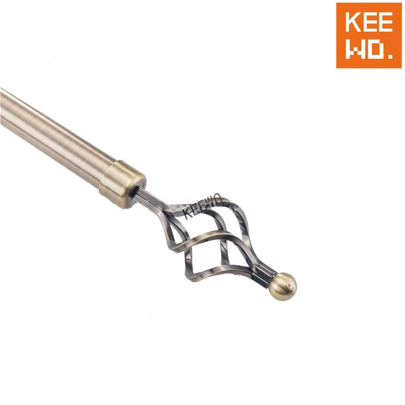 Keewo silver gold bronze anti brass copper 1 2M hot sale 28mm extendable curtain pipe rods from China factory