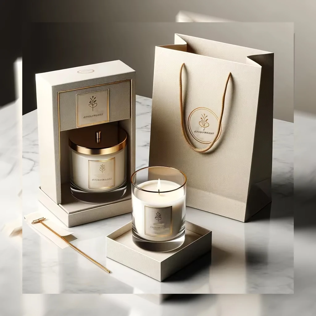 Wholesale Private Label Luxury Soy wax candle scented gift set packaging box with handbag gift candle