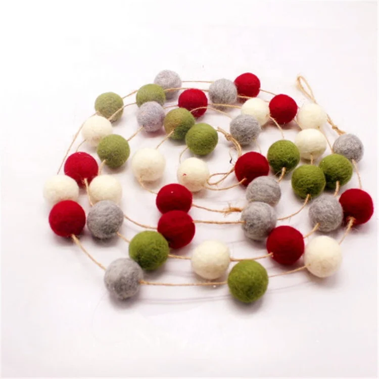 
Amazon top seller 2020 Felt Ball Garlands christmas wool felt ball garland 