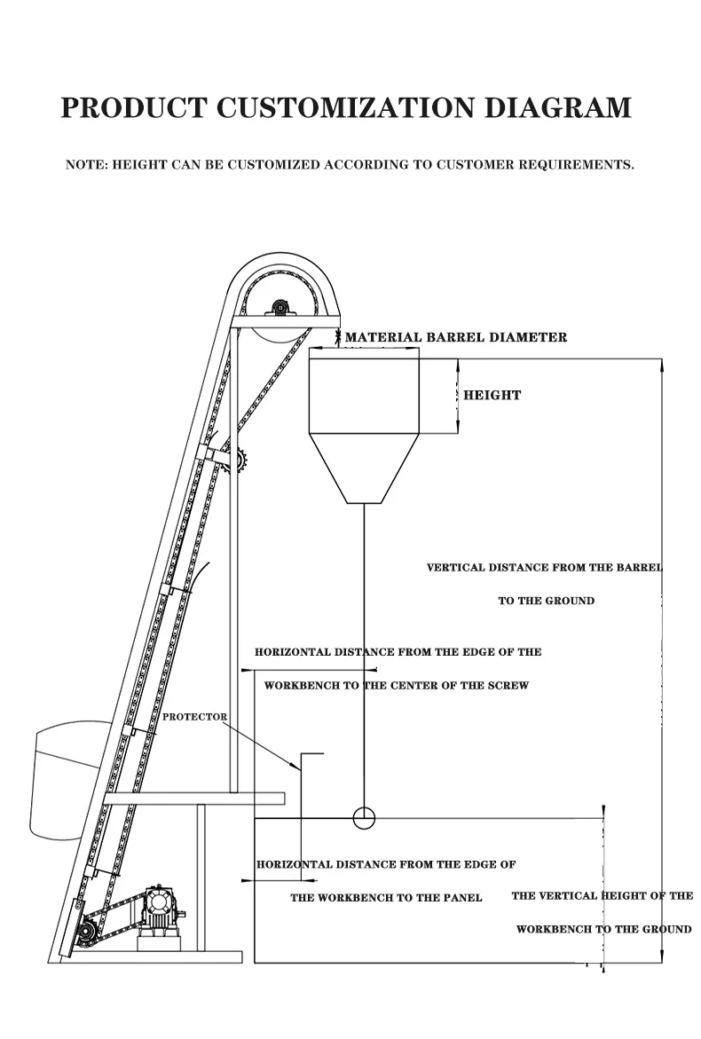 Tip bucket feeder large chain commercial vertical lifting plastic particle electric conveyor