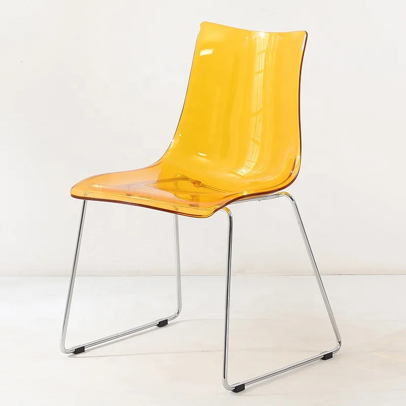 Wholesale Clear Transparent Acrylic Dining Room Chair with Metal Frame for Kitchen Home Office  Dining Room