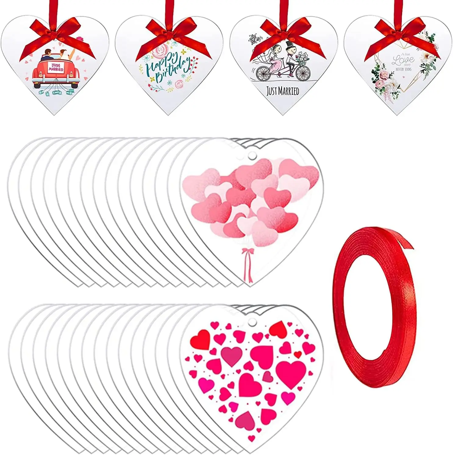 DIY GIFT Acrylic Keychain Blanks Heart Clear Acrylic key tag Blanks Shape Plain chain