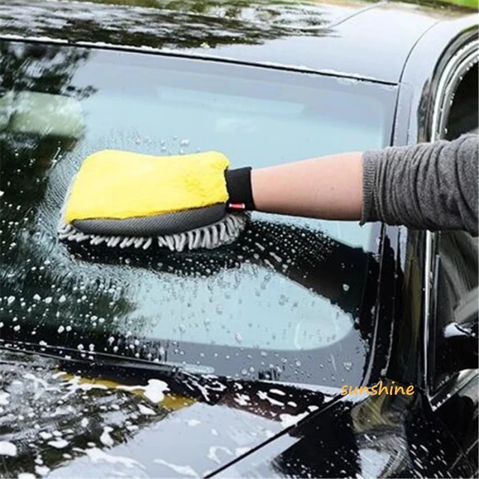 Car Wash Glove Cleaning Glove Mesh Fabric Do Not Hurt Paint Waterproof Double-Sided Coral Fleece Large Housekeeping Mitt