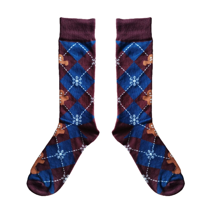 Wholesale christmas socks latest design of winter keep warm happy socks Christmas  stocking dog elk Gingerbread socks