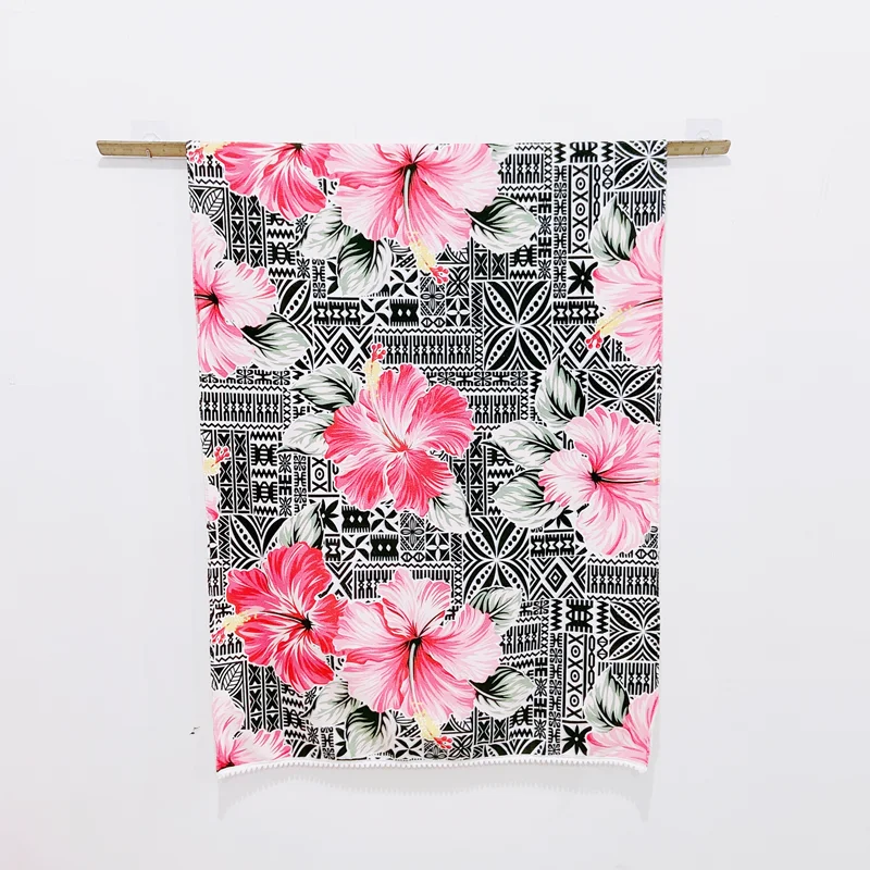 Print Microfiber Samoa Polynesian Bath Towel Custom Logo Tribal Wave Tattoo Pattern Ultra Soft Bath Cotton Towels for beach