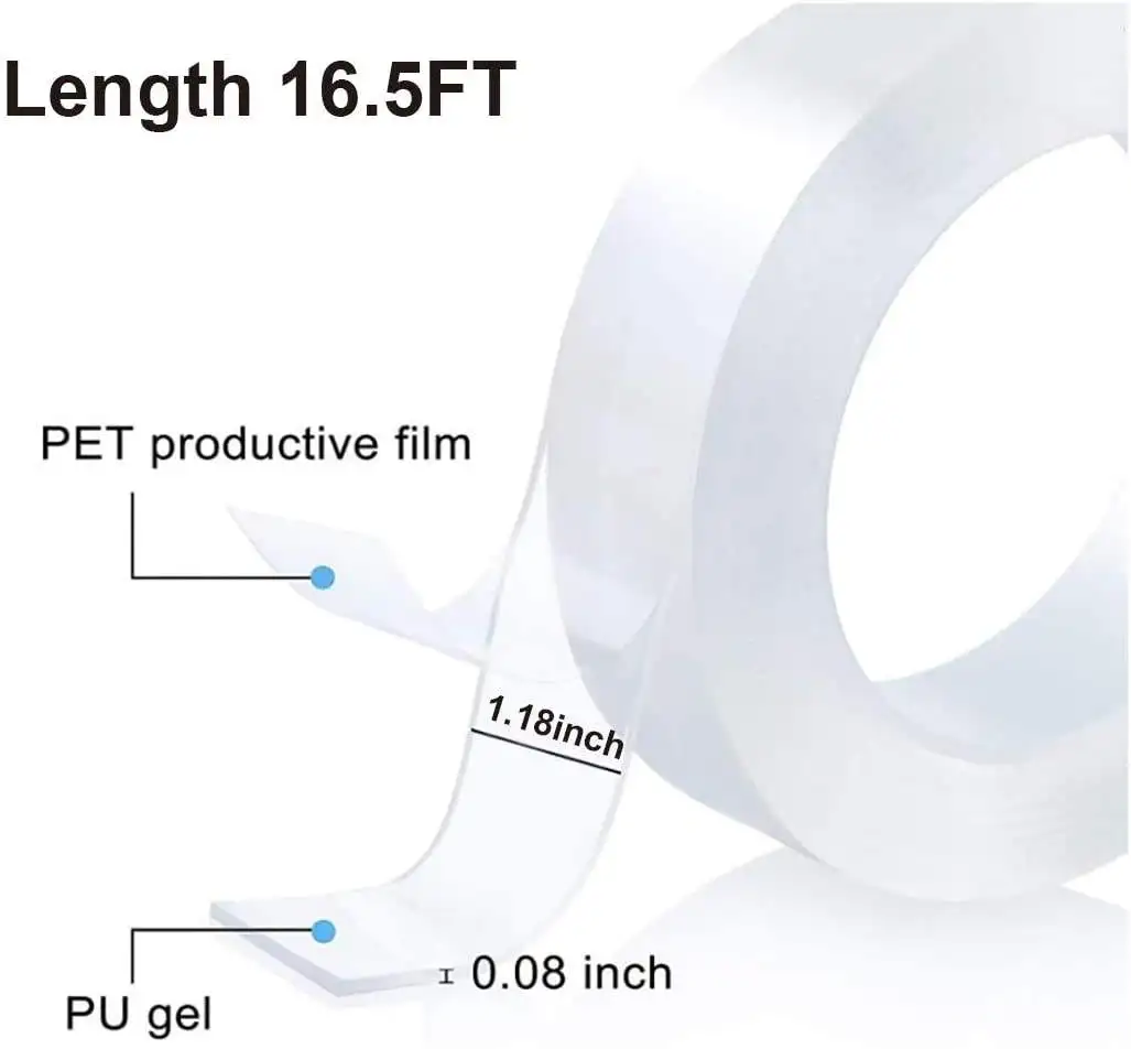 Customized Double Sided Polyurethane Gel Sticky Tape Washable Sticky Nano Tape