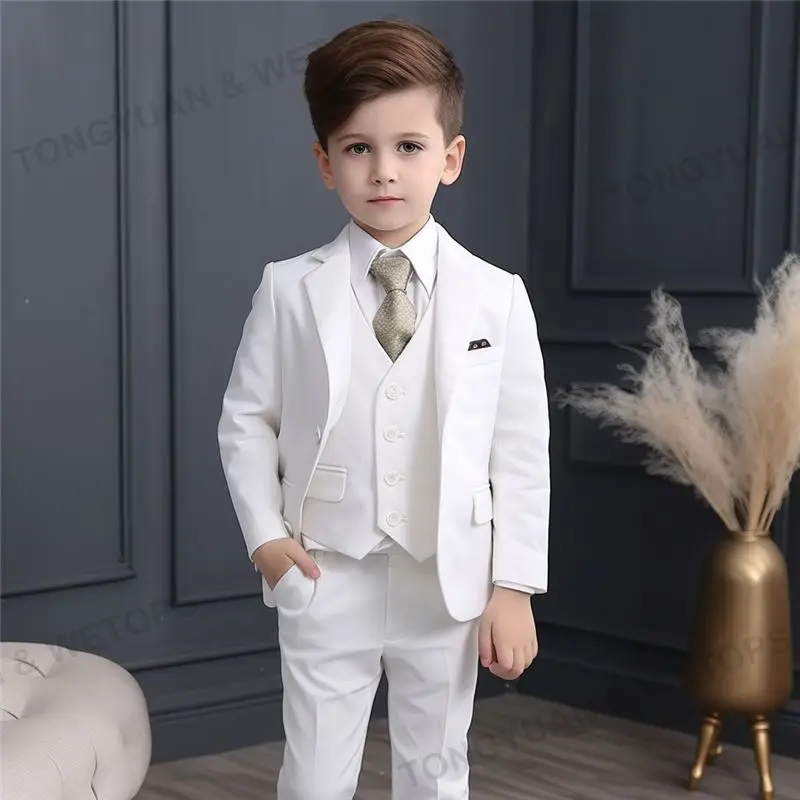Custom Clothing OEM Boy Clothing Sets Kids Formal Suit Long Sleeve Shirts Vest Pants 3Pcs Outfits Sets Children Tuxedos