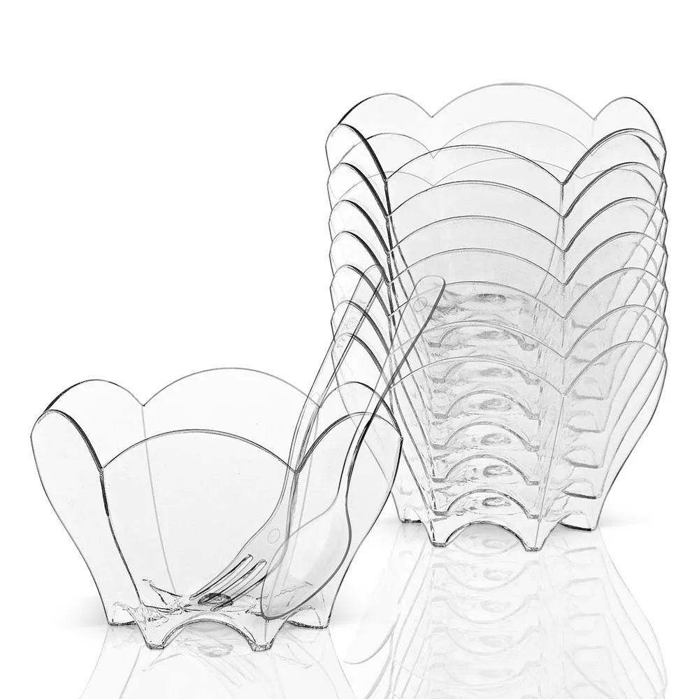 90ml Clear Dessert Cup PS Plastic Disposable Food Cup Spoon Fork Set Mousse Ice Cream Cake Dessert Cup