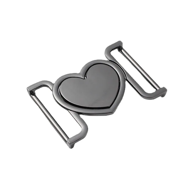 Factory Wholesale New Attractive Metal Interlock Heart Shape Belt Buckle Front Closure For Clothing Accessories Metal Buckle