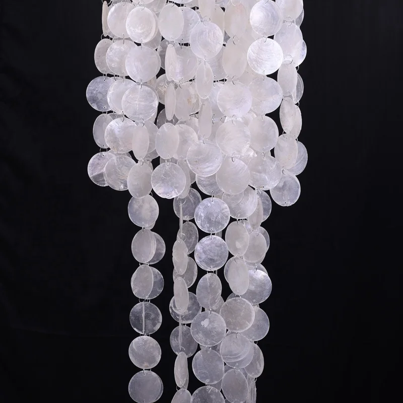 Event Decoration 6.6 feet tall slim seashell capiz white shell chandelier