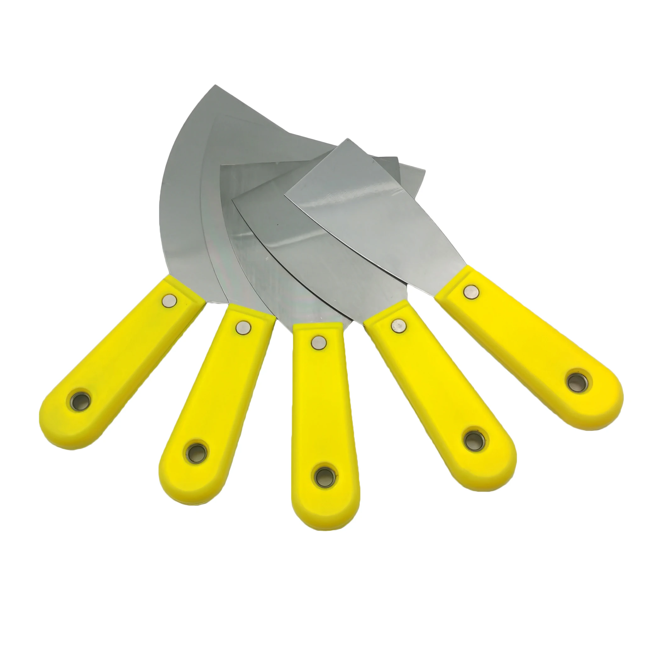 Yellow plastic handle stiff blade putty knife scraper for building renovation