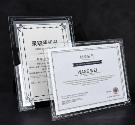 Индивидуальный почетный сертификат Выпускной фото a4 кристалл двойная неотражающая Стеклянная фоторамка