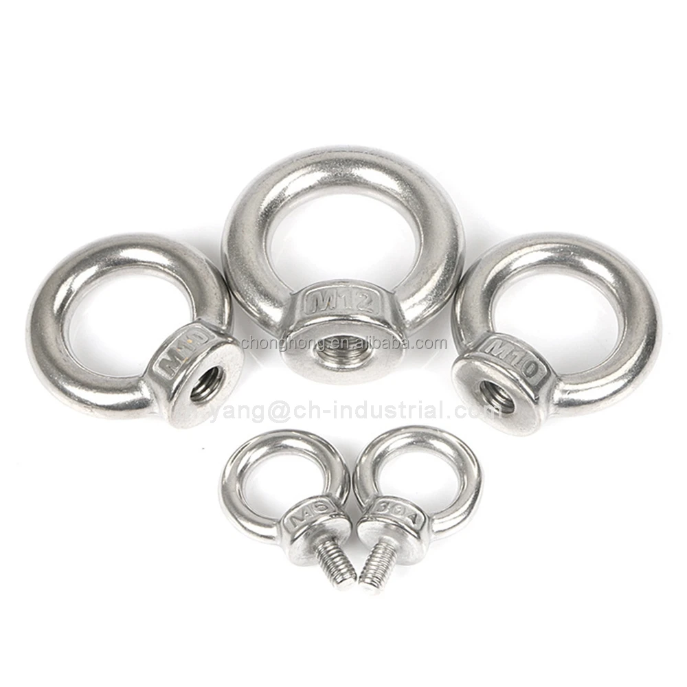 M6 M8 M10 M12 M20 Stainless Steel Ring Shape Oval Threaded Lifting Eye Nut DIN582 Lifting Nut 304 316 Stainless Eye Nut