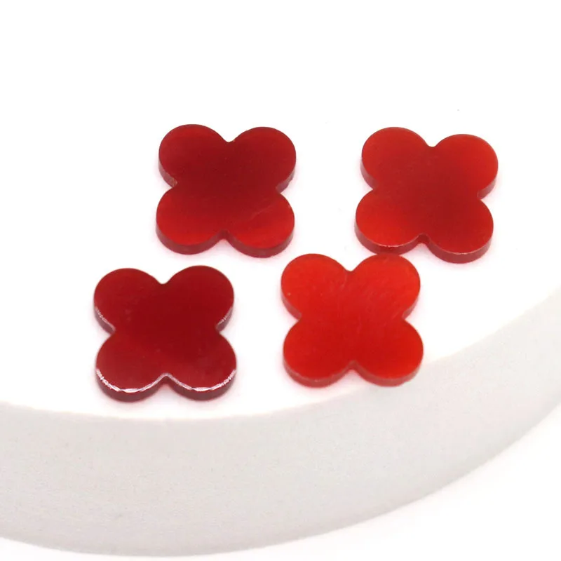 50 pcs/bag clover leaf stone red black green white mother of pearl red agate four leaf clover jewelry accessories