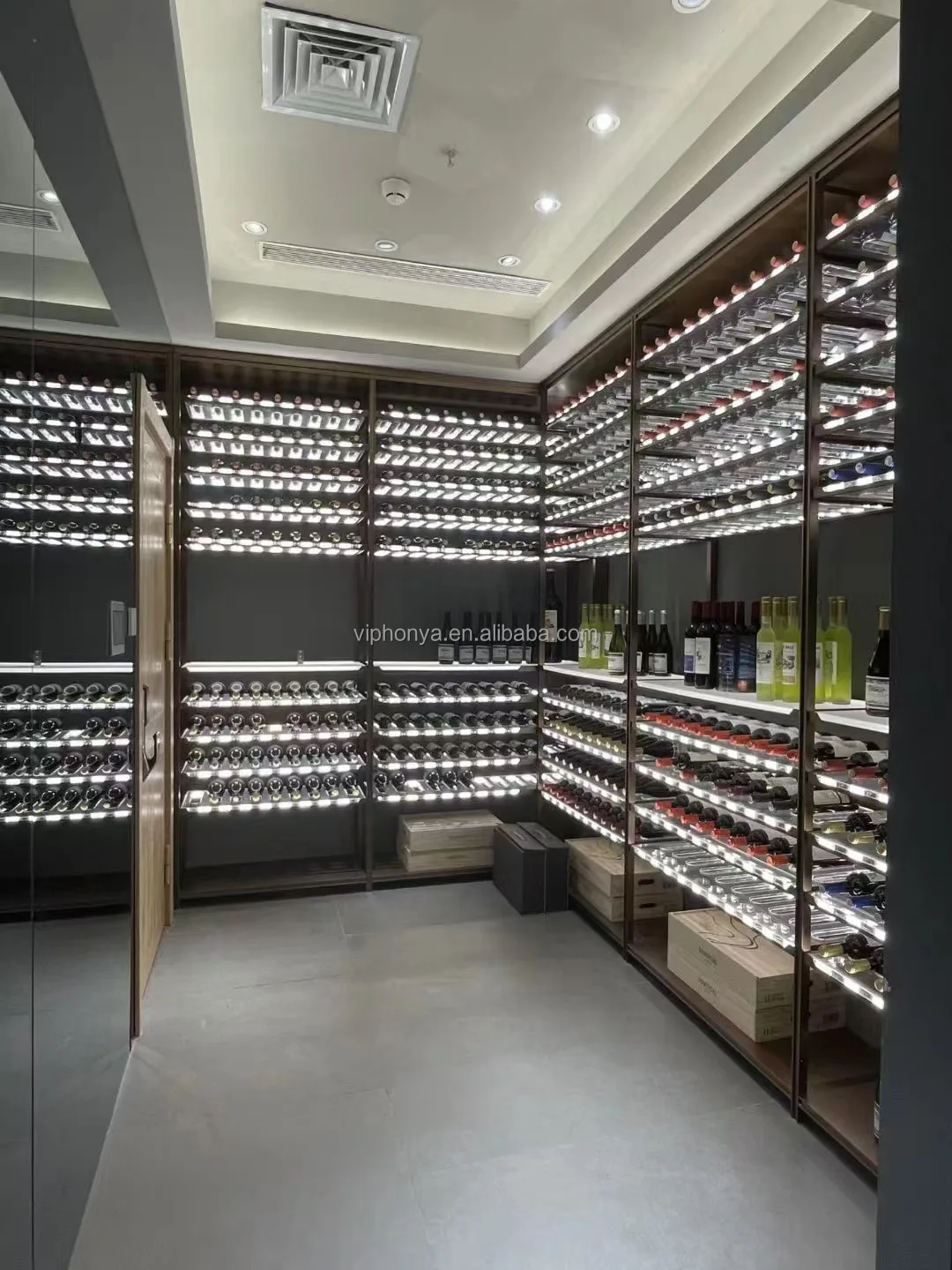 Wine cabinet with lock for Commercial Custom or Home Applications Customized Wine Bar Storage Cabinet for Whisky Display Stand