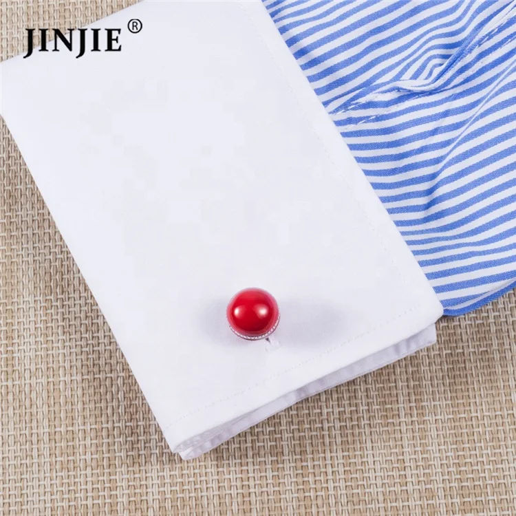 Ready to ship Factory Wholesale Novelty Metal Red Cricket Ball Sport designer Cufflinks for Men shirt