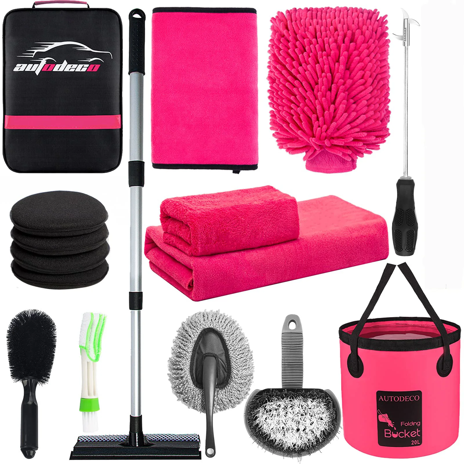 16Pcs Exterior Interior Automatic Car Wash Cleaning Tools Bucket Best Kit