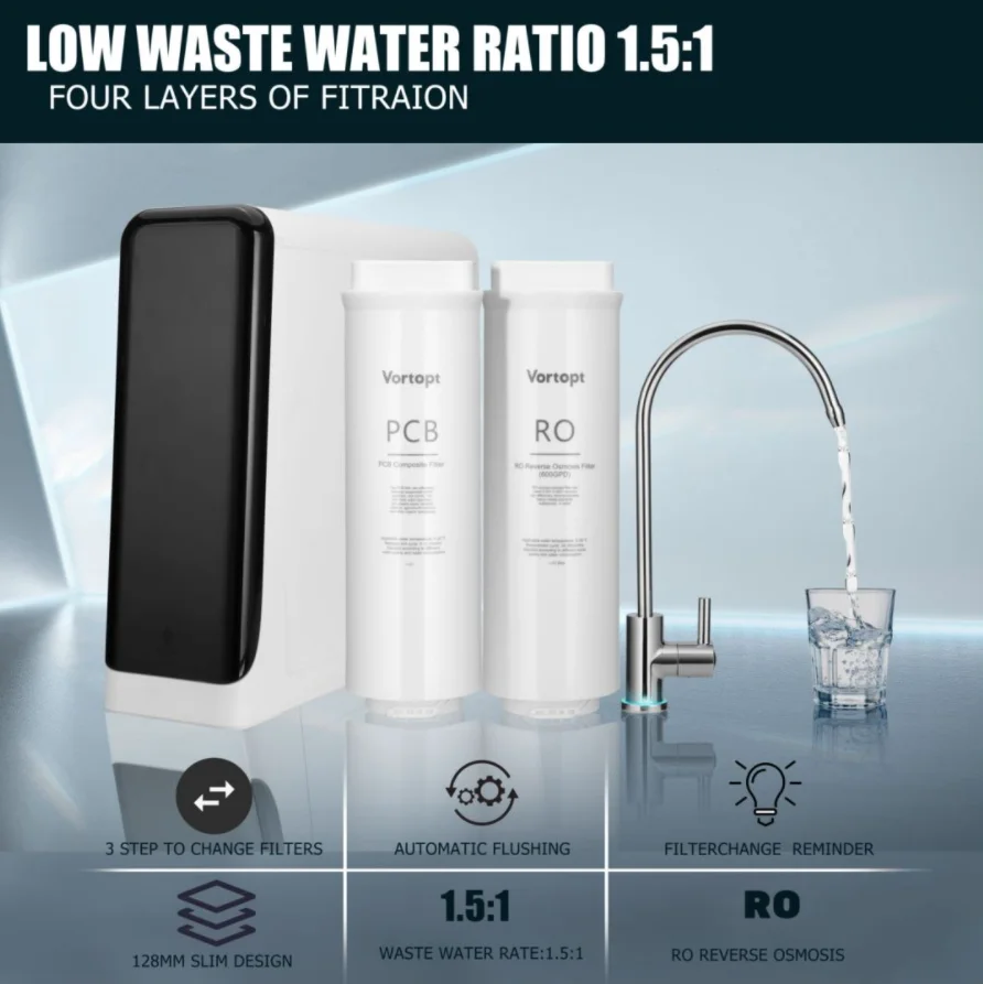 Integrated waterway QR03 400/600 GDP new technology water purifier Water inlet tee counter top water filtration
