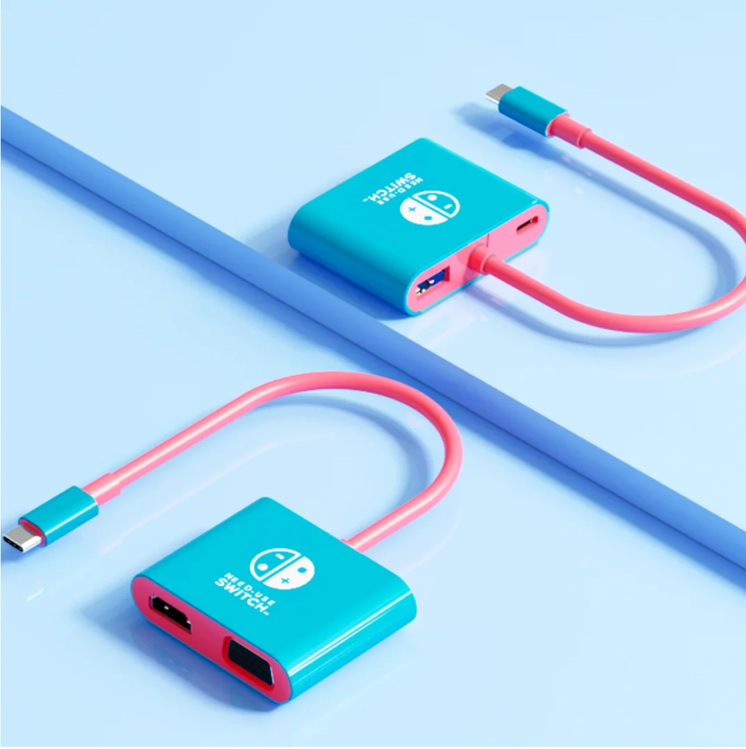 Factory price  4 port switch logo USB 3.0 Blue Hub Type C Adapter Fast Charging Docking station for Macbook Pro/Laptop
