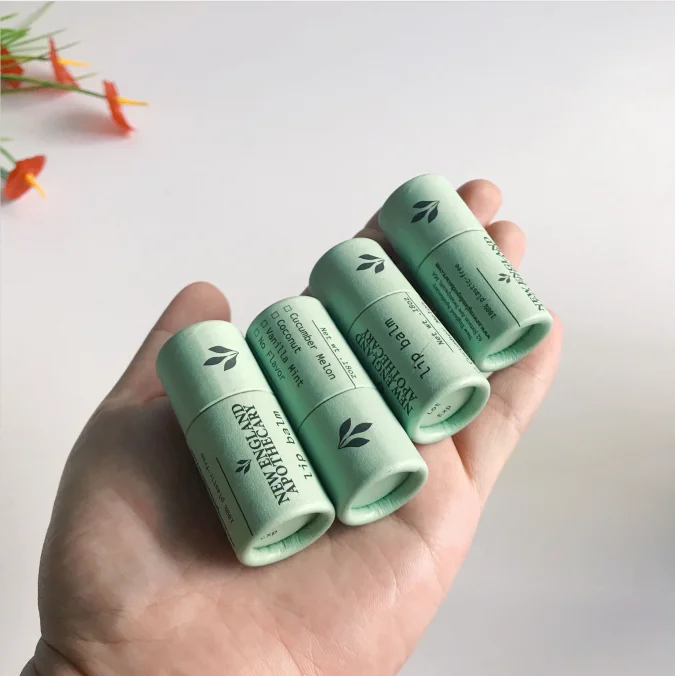 Eco-friendly  kraft Cardboard Mini Lip balm push up paper  tube 5g  deodorant  container oil-resistant
