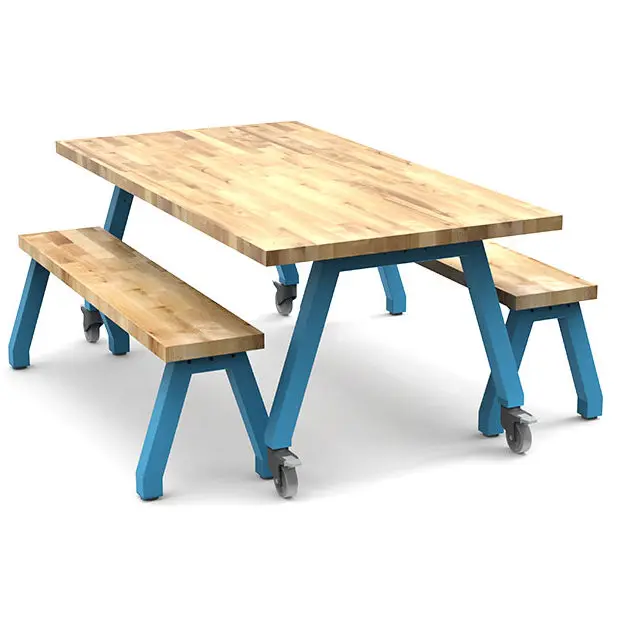 
 Уличный Ресторанный стол из массива дерева, длинный обеденный стол со скамейкой  