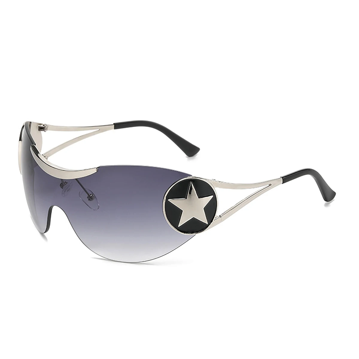 trend sunglasses new one-piece fashion star rimless sunglasses Europe and the United States cross-border sports wholesale