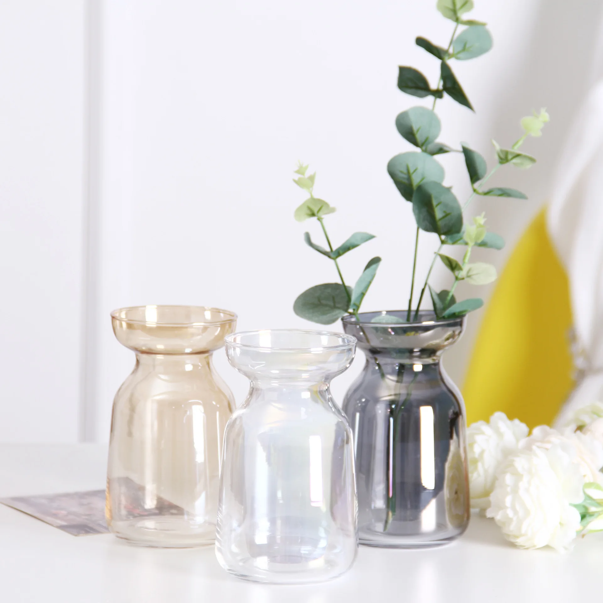 Фэнтезийная Гальваническая стеклянная ваза цветное Цветочное Стекло искусственная выдувная прозрачная