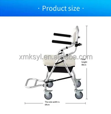 China Factory Bathing Chair  Aluminum Height Adjustable Toilet Stool  folding Shower Chair For Elderly