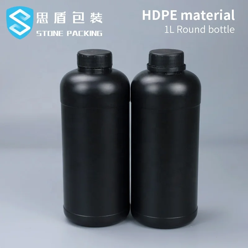 1000g 1000ML black HDPE round plastic bottle