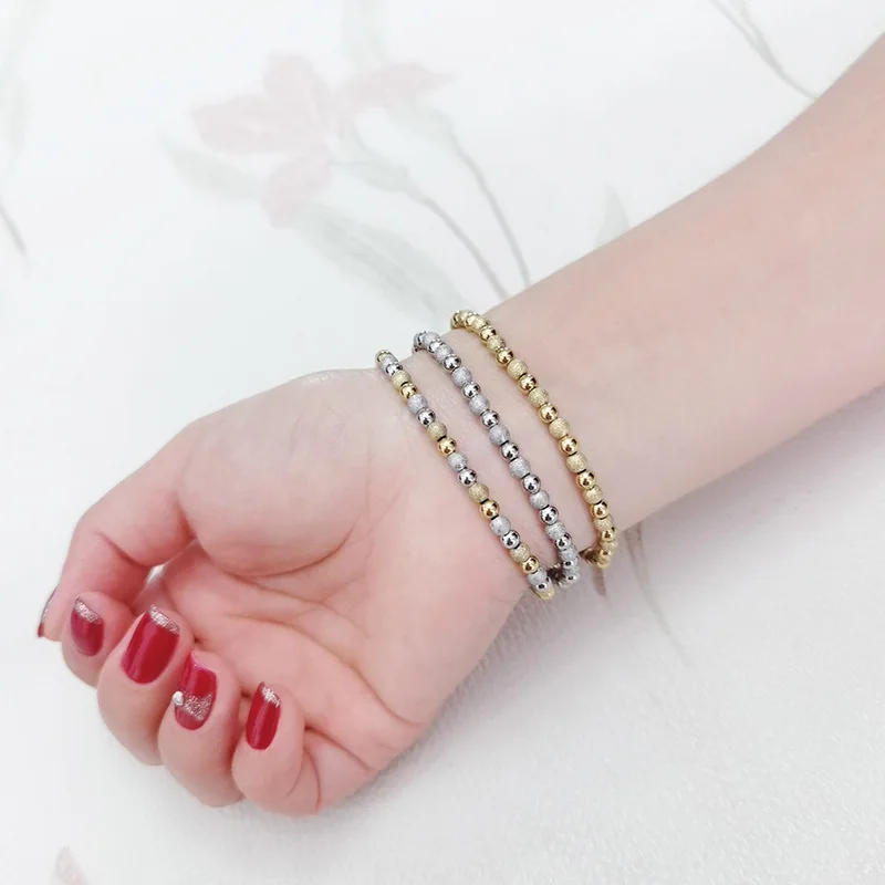 waterproof jewelry for women High quality 18K Gold charm sand ball shiny beads mixed color stretch bracelet