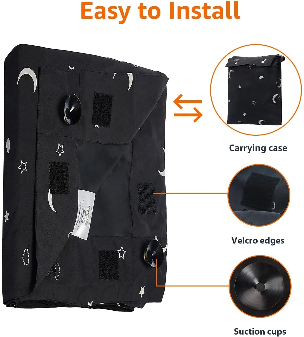 Hot Sale Adjustable Sunshade Portable Curtain Blackout Fabric Made Blackout Curtain With Suction Cup For Travel