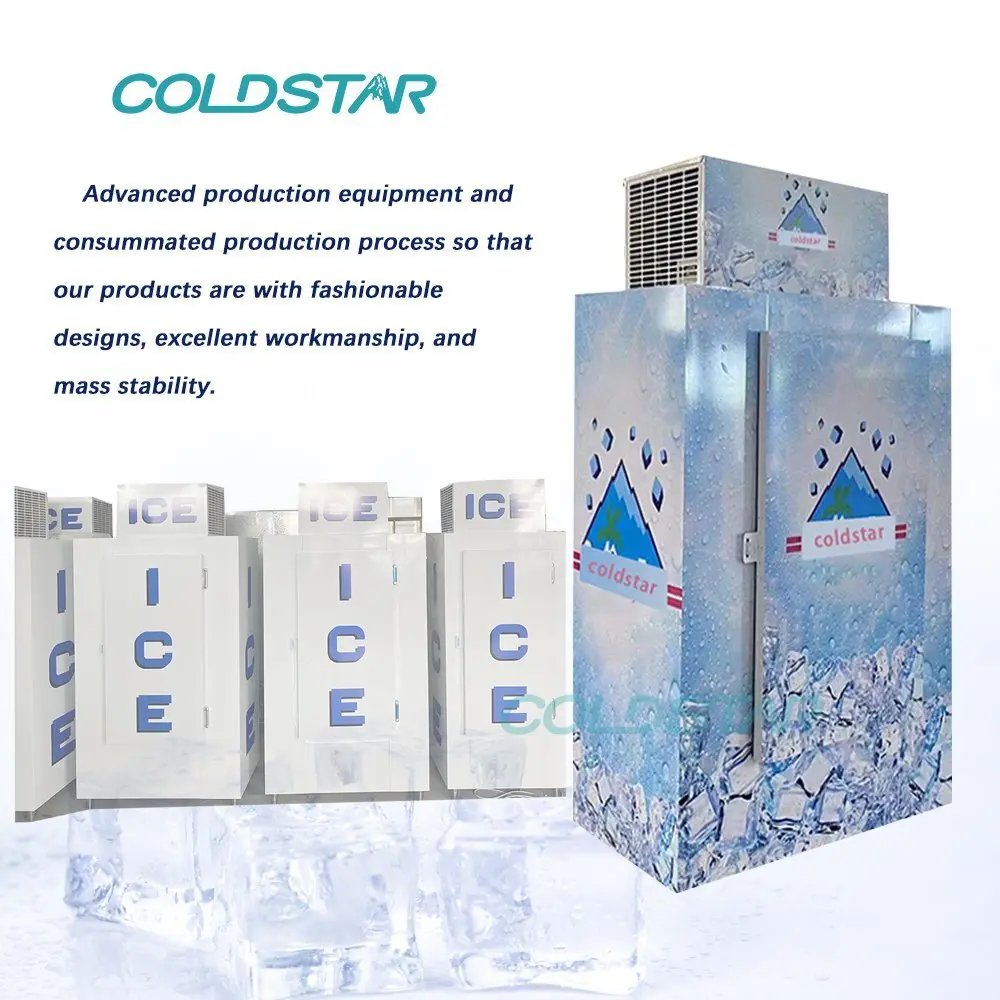 Solid door ice merchandiser commercial ice freezer storage bagged ice storage bin