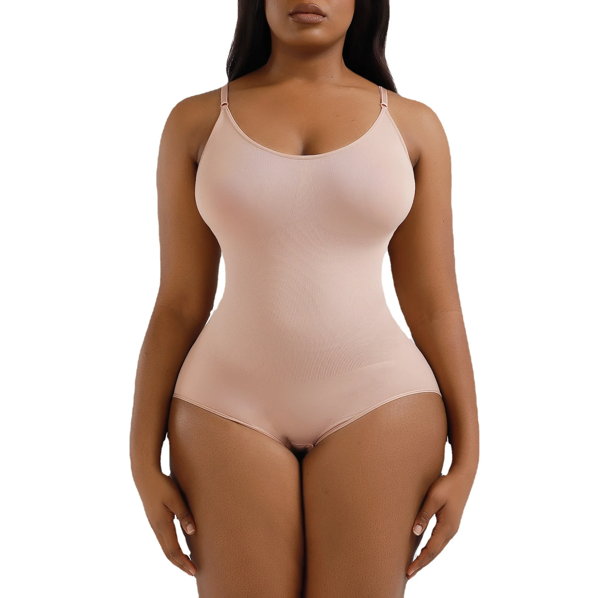 Customized Logo Seamless Bodysuit Shapewear Seamless Sleeveless V-Neck Camisole Tummy Control Jumpsuit For Women