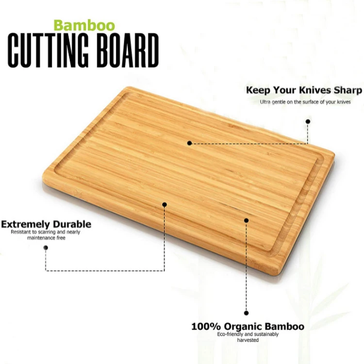 Wholesale Custom Durable Nature Bamboo Vegetables Cutting Board Wood With Juice Groove