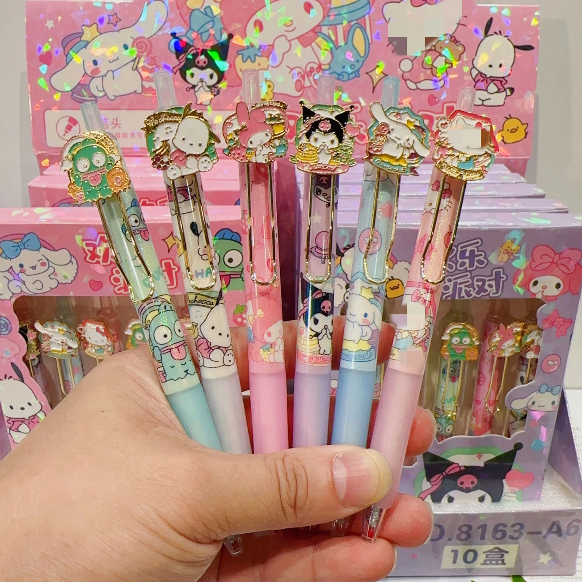 DHF900 Wholesale kinds of cartoon 6 pieces neutral pen kawaii Kuromi signature pen black office Capybara gel pen stationery