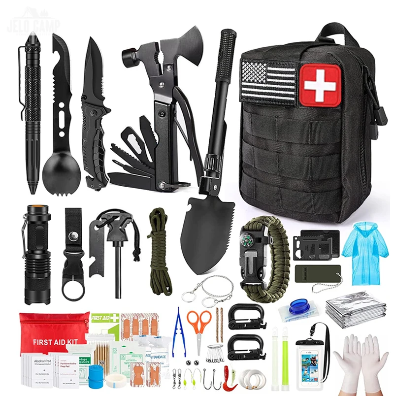 New Upgrade outdoor 222pcs survival emergency kit Wilderness SOS Fishing Hunting bag Adventure camping gear First Aid kits