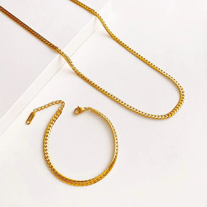 Wholesale Jewelry Set Custom Logo 4mm Wide Stainless Steel Gold And Silver Snake Chain Necklace