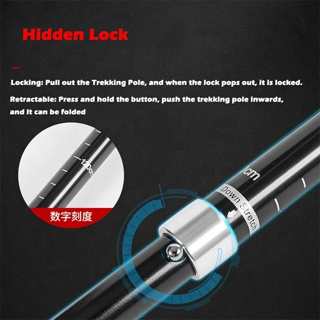 New Outdoor Folding Aluminum Alloy Trekking Sticks Telescopic Outdoor 5 Sections Trekking Walking Sticks