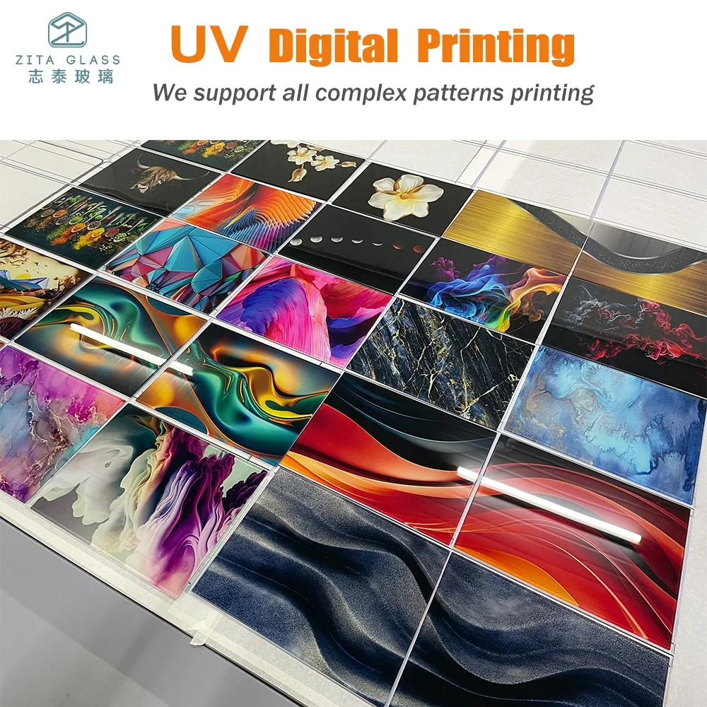 Factory Wholesale 3-12mm Decorative Pattern Color Stained Glass Sheet UV Digital Printing Glass