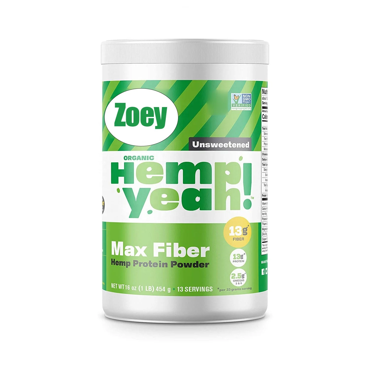 Hemp Protein Powder Organic Max with 13g Fiber&13g Protein Powder Unsweetened 2.5 g Omegas 3&6 per Serving Keto-Friendly 16 Oz