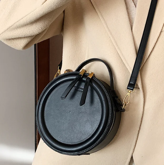 2024 fashion Factory wholesale fashion PU custom logo women retro round crossbody shoulder bag luxury mini ladies handbag