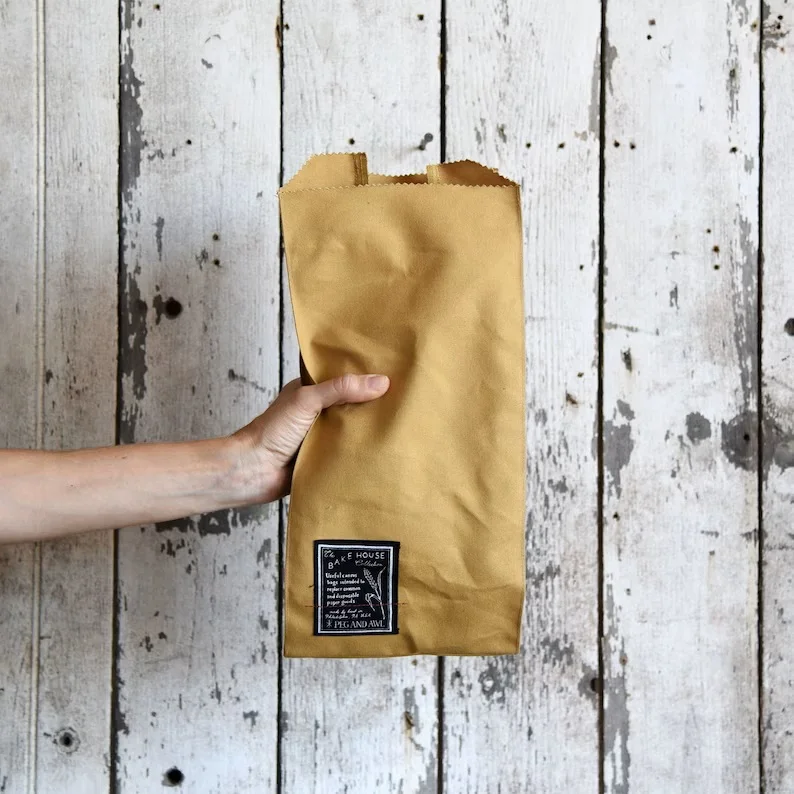 2023 New custom design brown boule bread packaging bag organic cotton storage bag